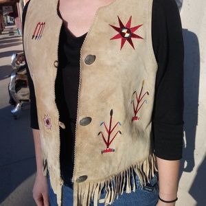 Vintage Leather Embroidered Vest